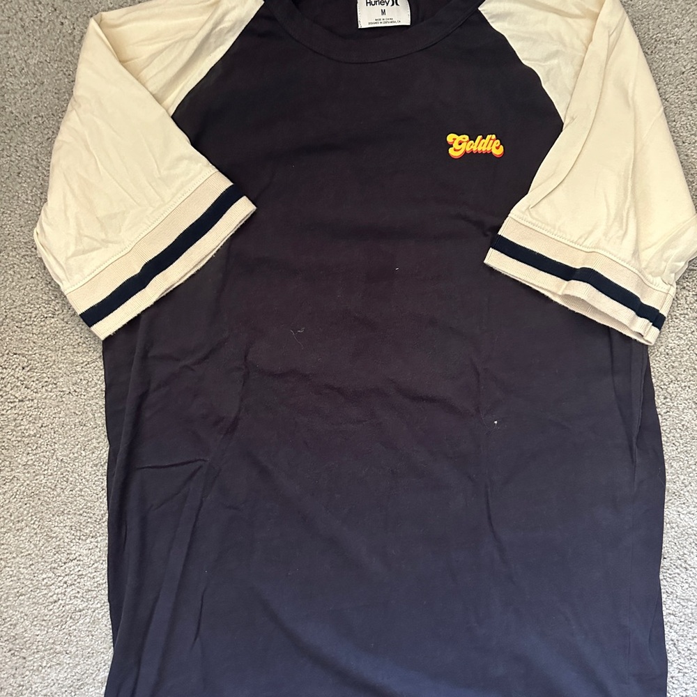 Hurley Black and Cream Long Sleeve Tee